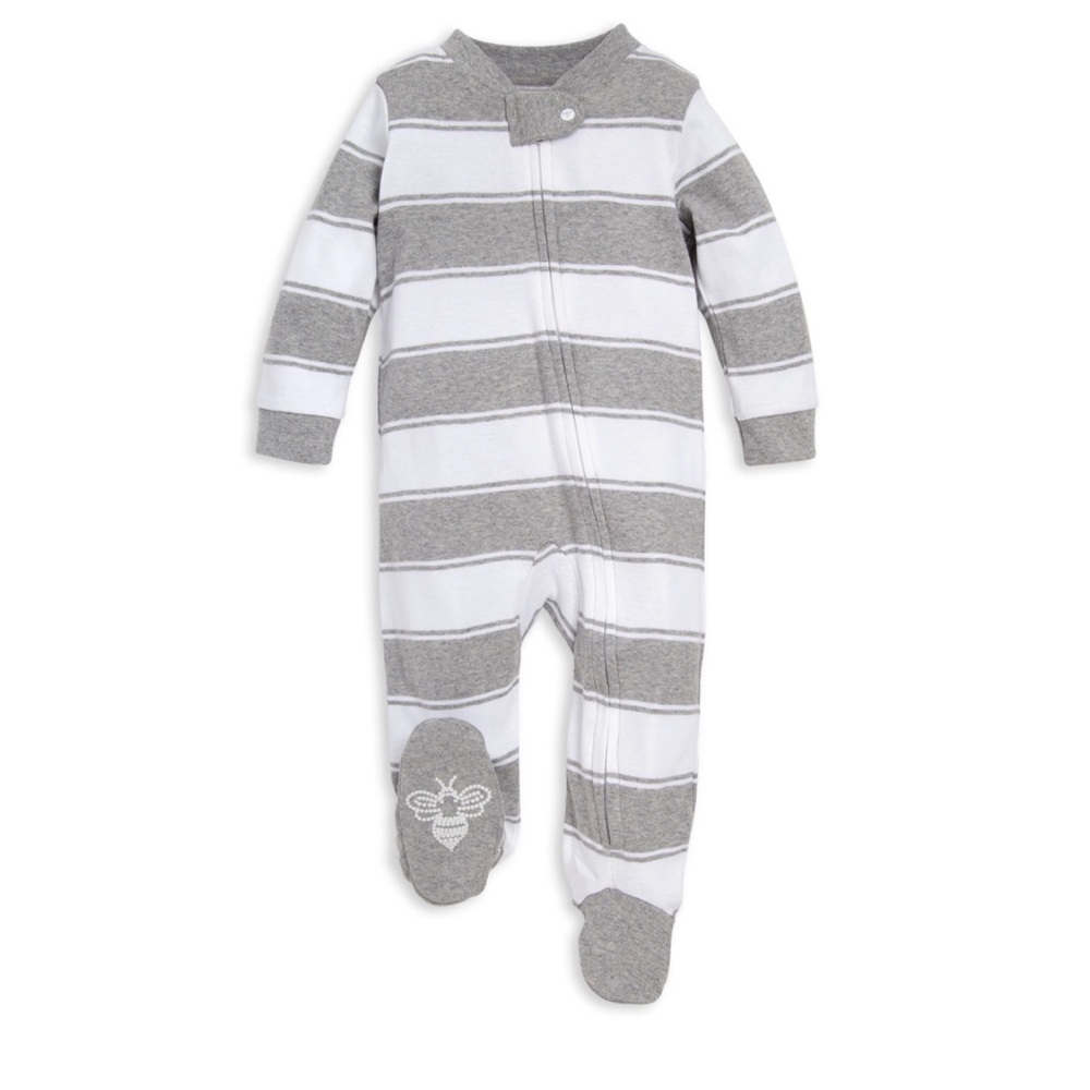 Gray and White Striped Kids One Piece